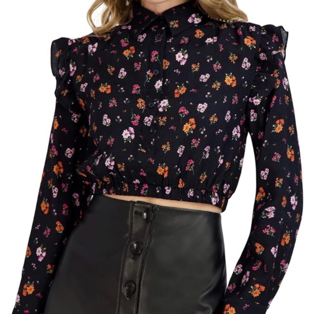 EUC / BCBGeneration Black and Orange Blouse Vibrant and Stylish / Size S ✨